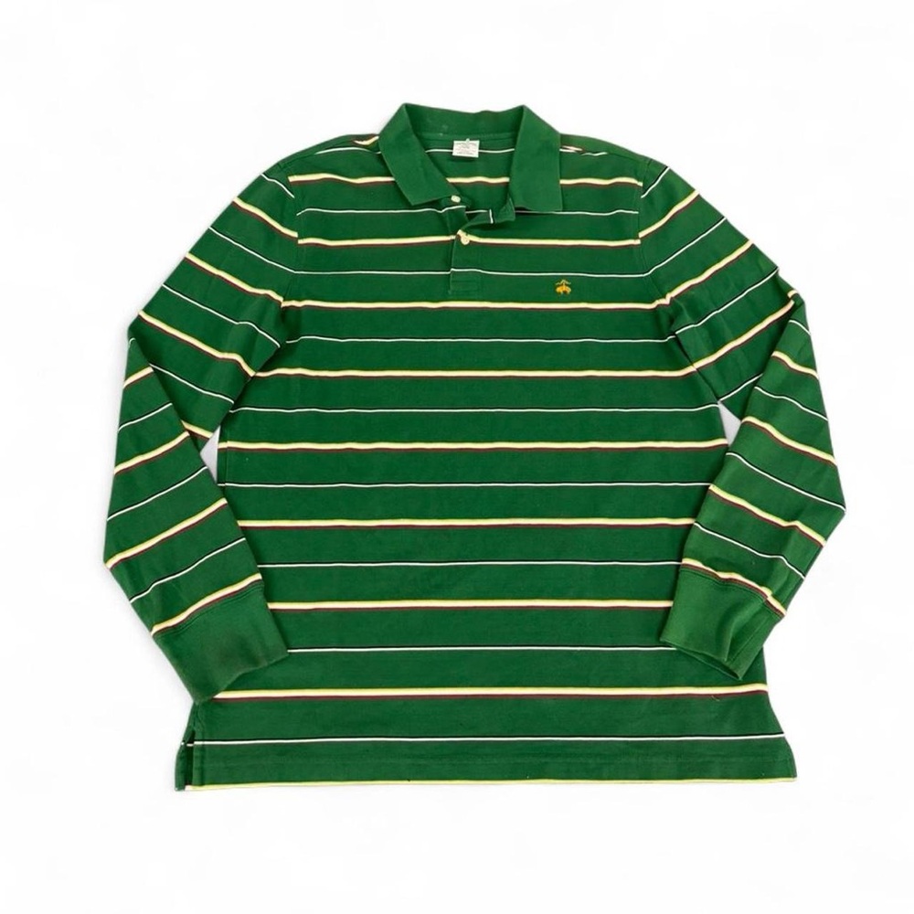 Brooks Brothers stripped polo Longsleeve shirt green